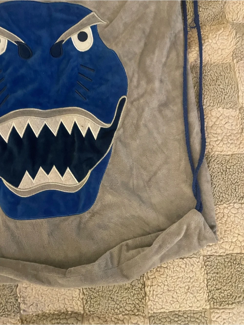Blue Dino Drawstring Sling Bag